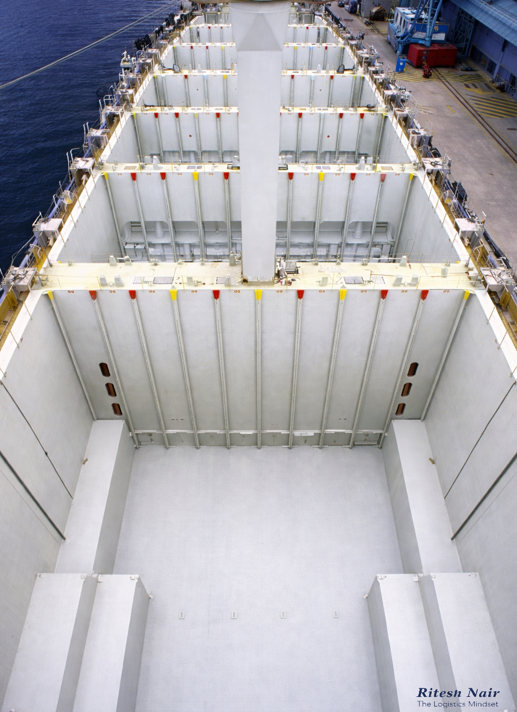 An empty vessel showing the space it has for cargo.