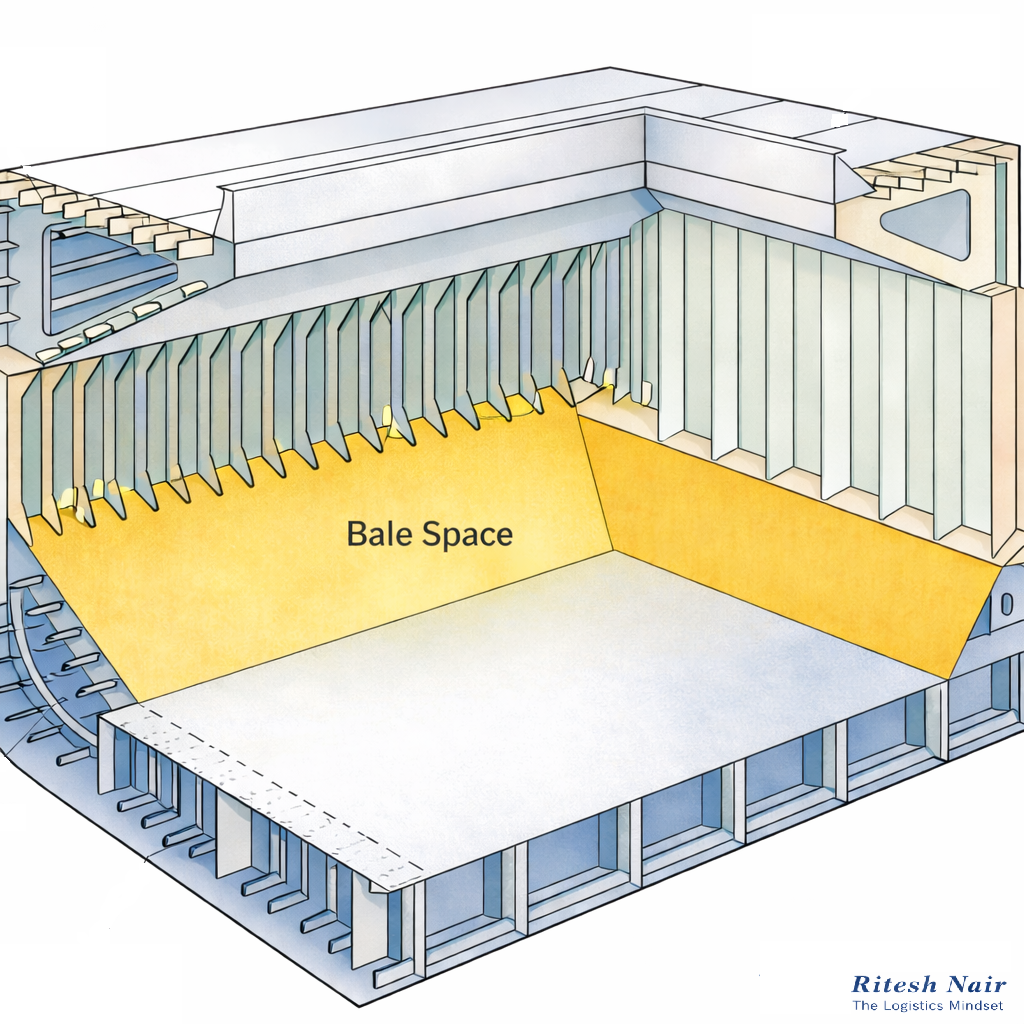 A cargo-hold drawing showing bale space.
