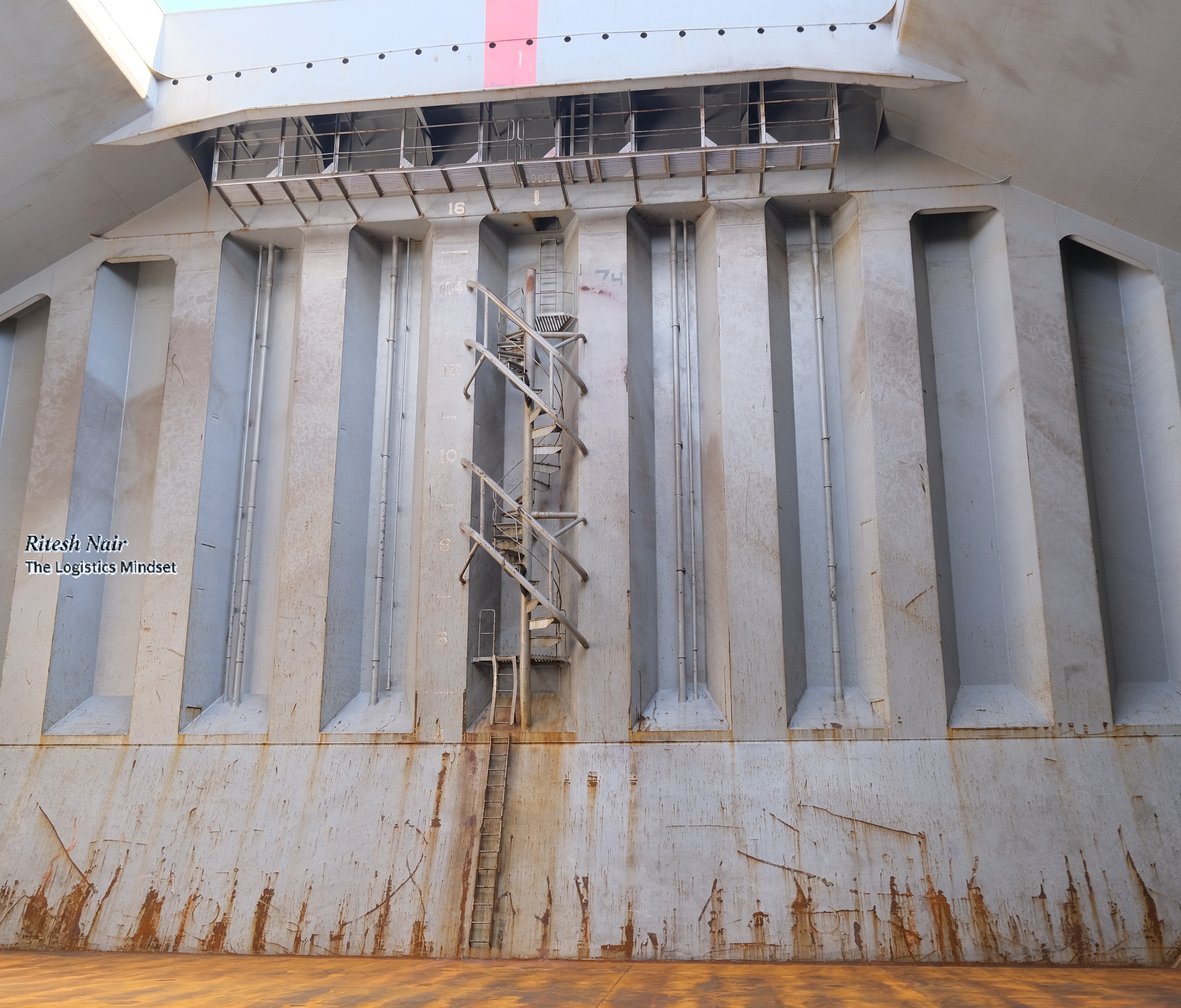 Ladder inside hold of a vessel per Australian standards.